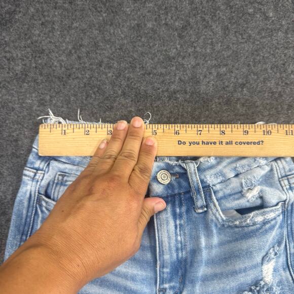 Flying Monkey Jeans Women Blue Distressed High Rise‎ Straight Raw Hem 24 STAIN* - Picture 7 of 11